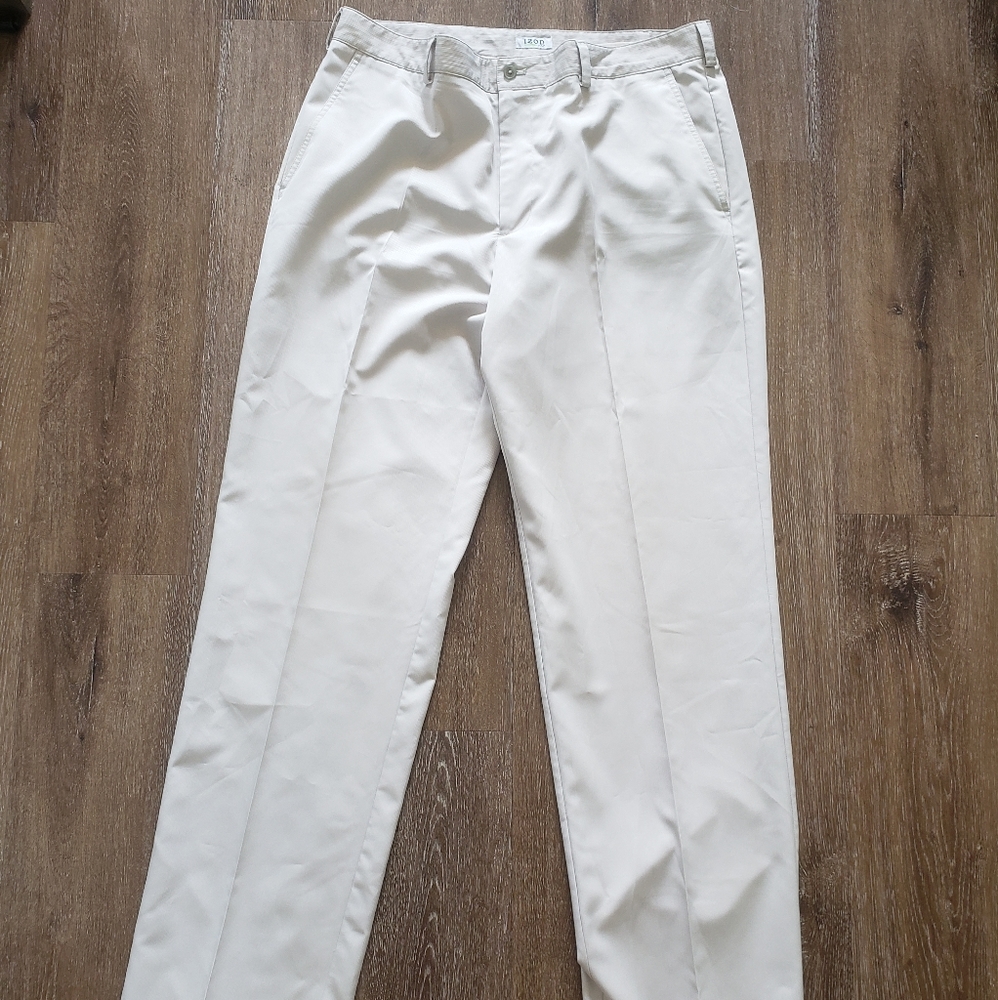 3/$30 IZOD Men’s Golf Pants light tan cream, athletic wear athleisure sz 38 x 34